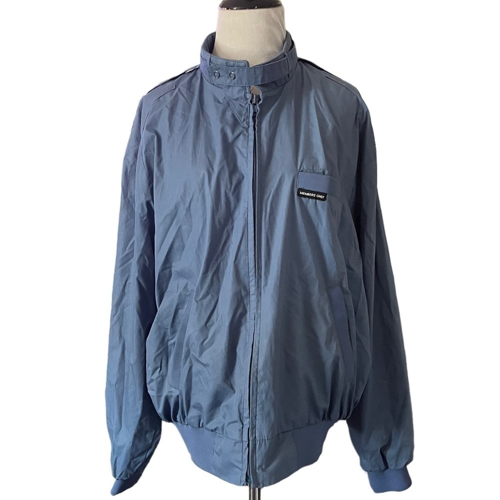 Vintage Members Only Jacket Mens M Moto Blue Full Zip Cafe Racer Casual Adult